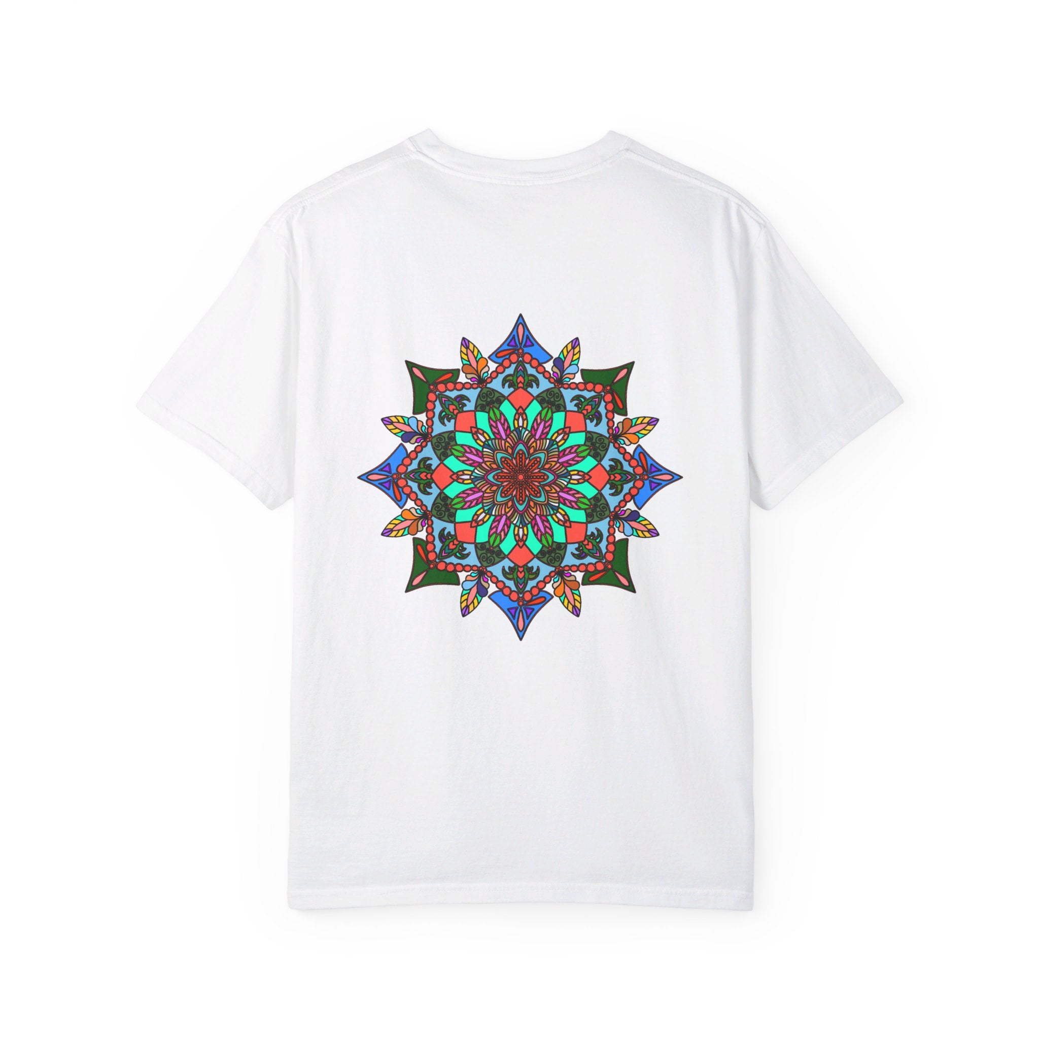 Vibrant unisex mandala t-shirt made with 100% ring-spun cotton, hand-drawn mandala art, and garment-dyed for extra comfort