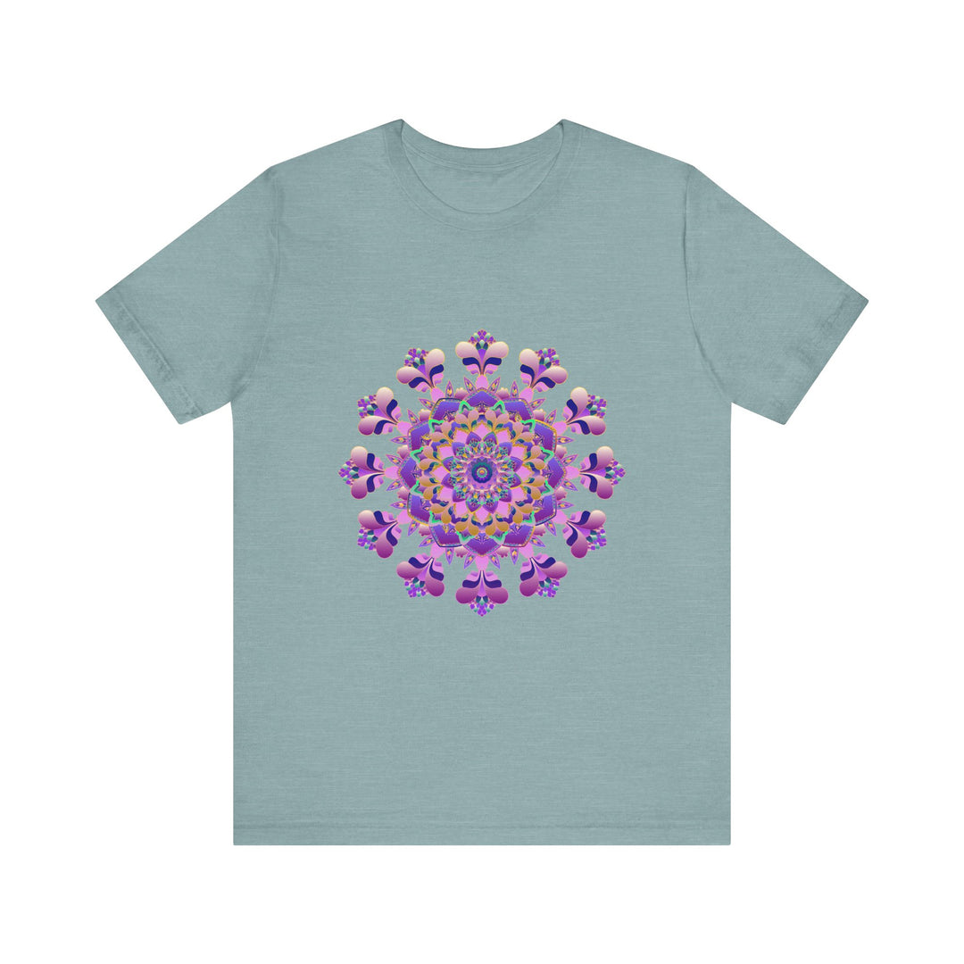 Black tee featuring an intricate floral mandala design, perfect for a stylish and unique look