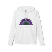 Black Adidas Mandala Fleece Hoodie with intricate mandala design on front