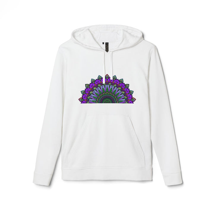 Black Adidas Mandala Fleece Hoodie with intricate mandala design on front