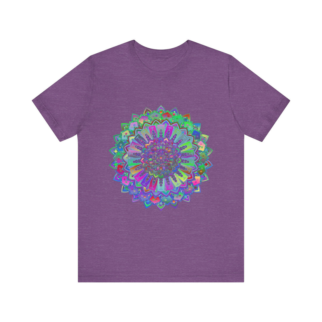 Vibrant and detailed colorful mandala t-shirt with intricate design and bold patterns