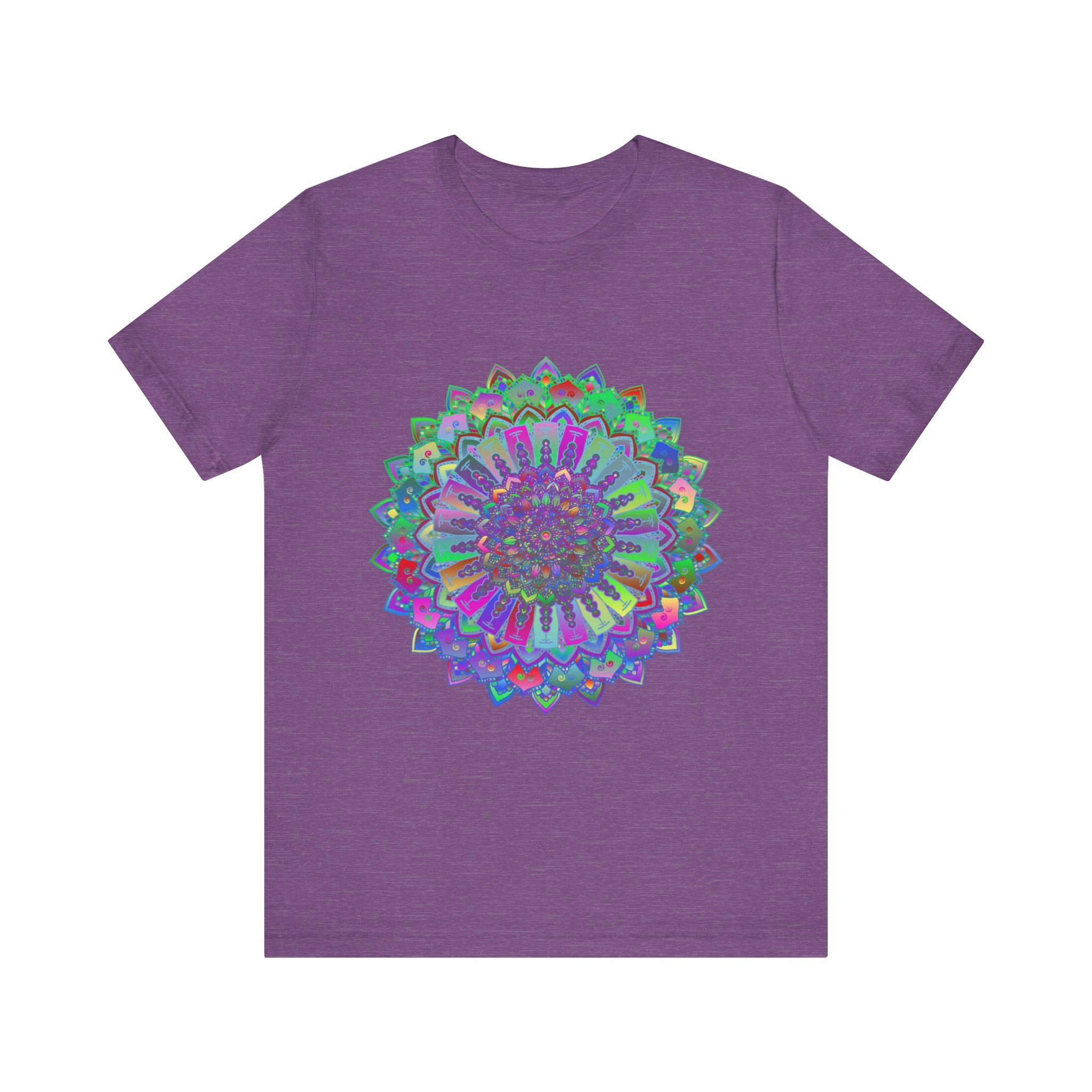 Vibrant and detailed colorful mandala t-shirt with intricate design and bold patterns