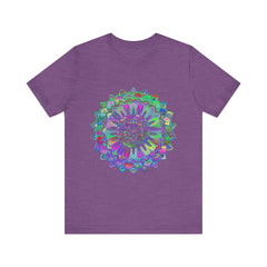 Vibrant and detailed colorful mandala t-shirt with intricate design and bold patterns