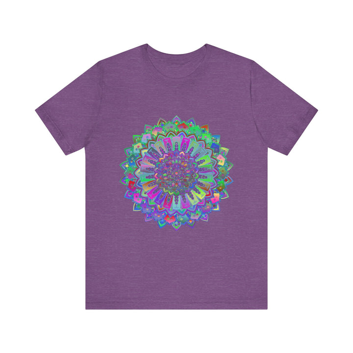 Vibrant and detailed colorful mandala t-shirt with intricate design and bold patterns