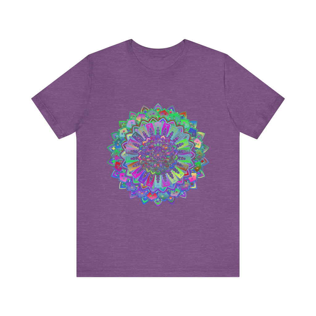 Vibrant and detailed colorful mandala t-shirt with intricate design and bold patterns