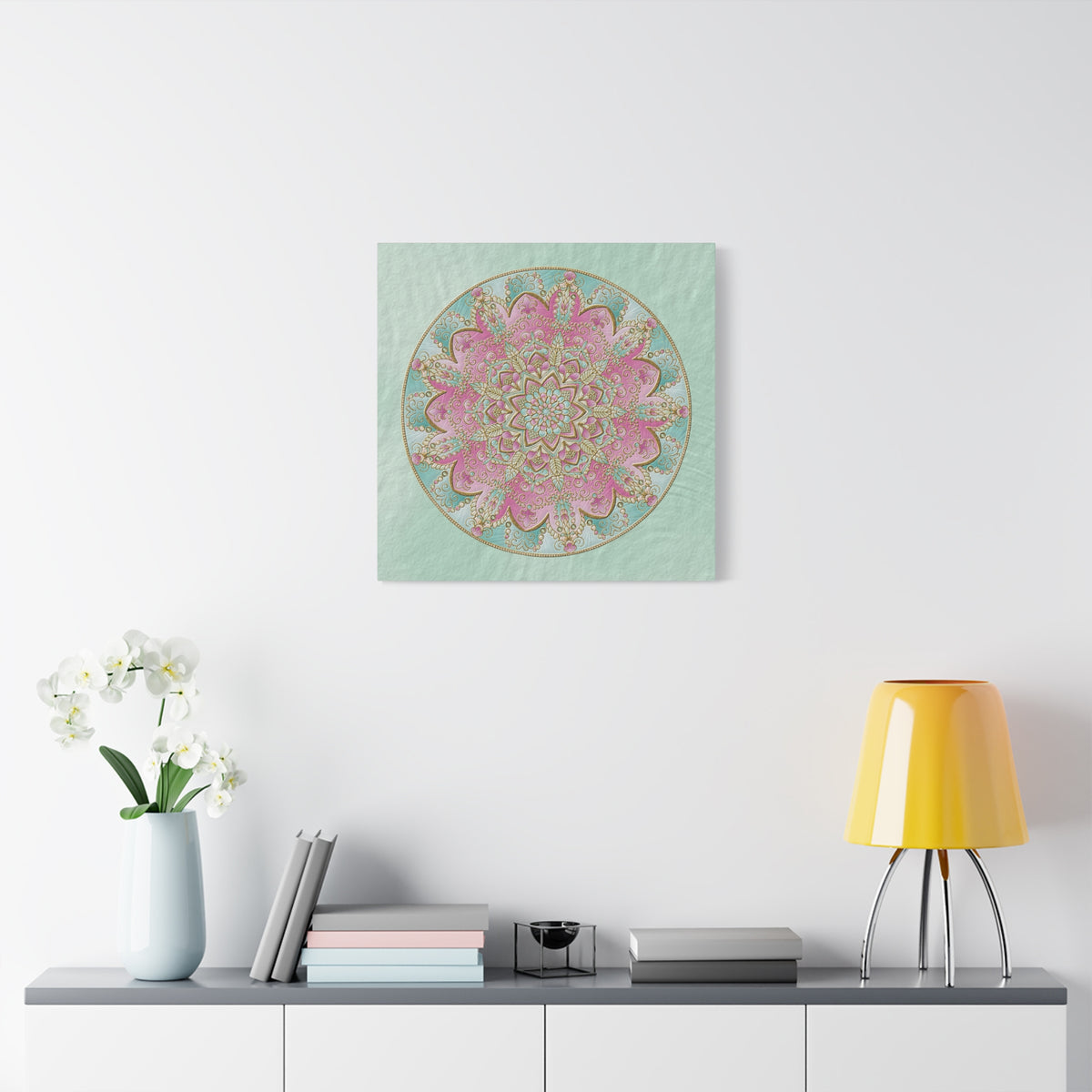 Pastel Pink Mandala Canvas Wall Art