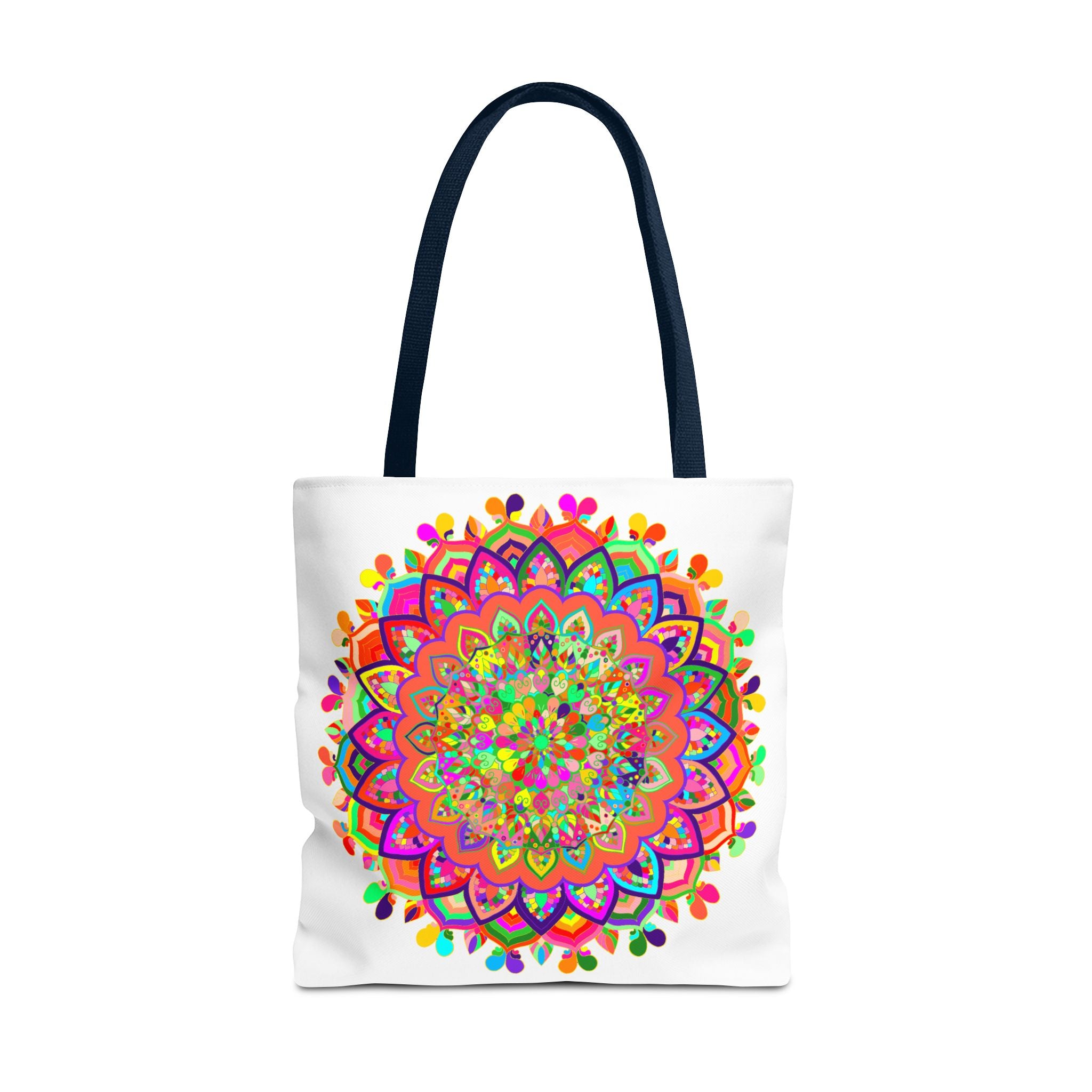 Vibrant and detailed mandala art tote bag, featuring a colorful and intricate design perfect for carrying all your essentials in style