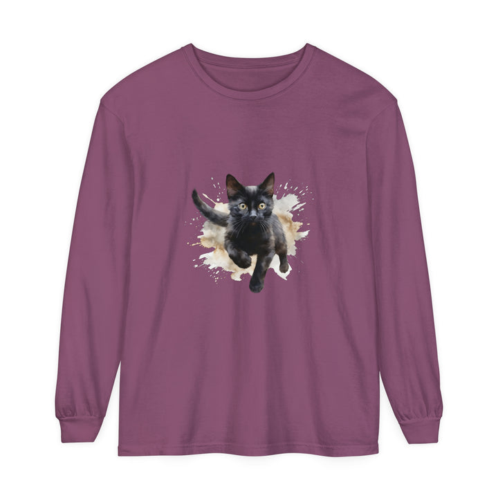 Black Cat Watercolor Splash T-Shirt featuring a stunning feline design