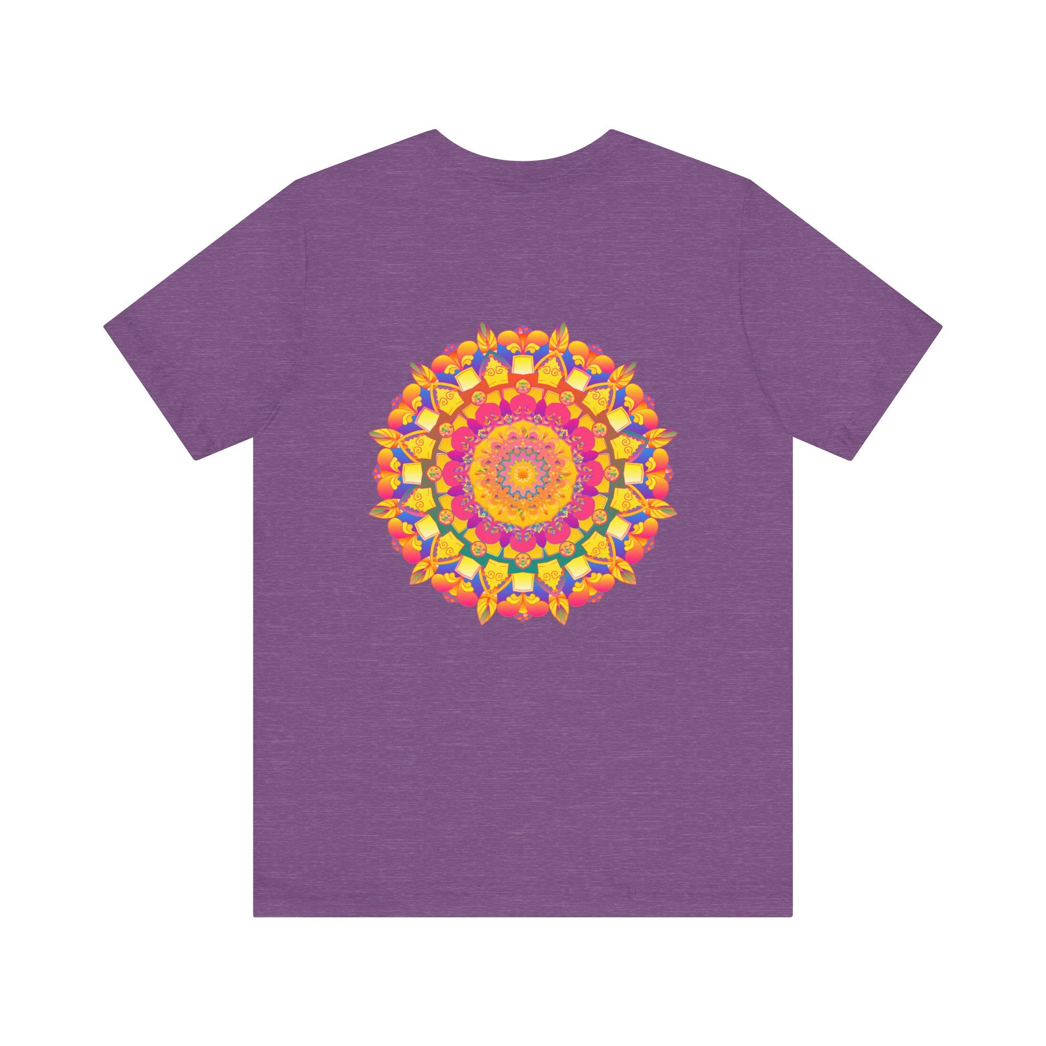 Vibrant Mandala T-Shirt depicting Peace & Harmony, a colorful and intricate design representing unity and tranquility, perfect for adding a touch of spirituality to your wardrobe