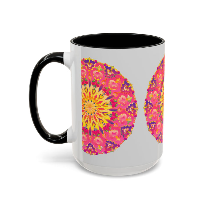 Charming ceramic mug adorned with vibrant mandala pattern