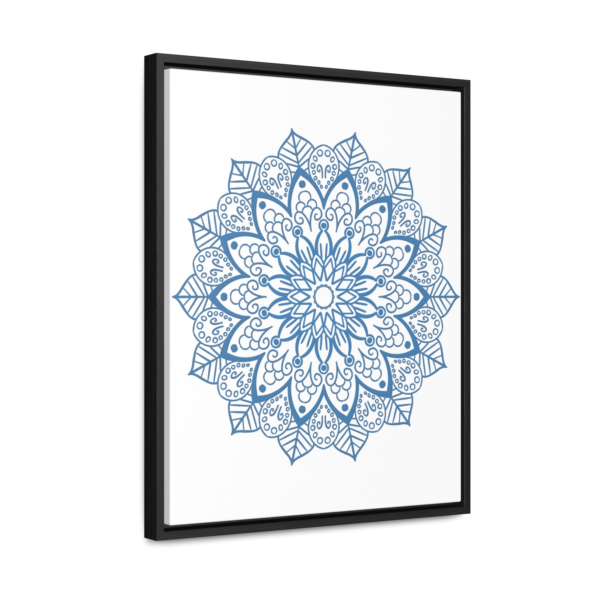 Mandala Handmade Art - Steel Blue Vertical Frame Gallery Canvas Wraps