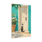 Sunlit Doorway Cat Canvas Wall Art