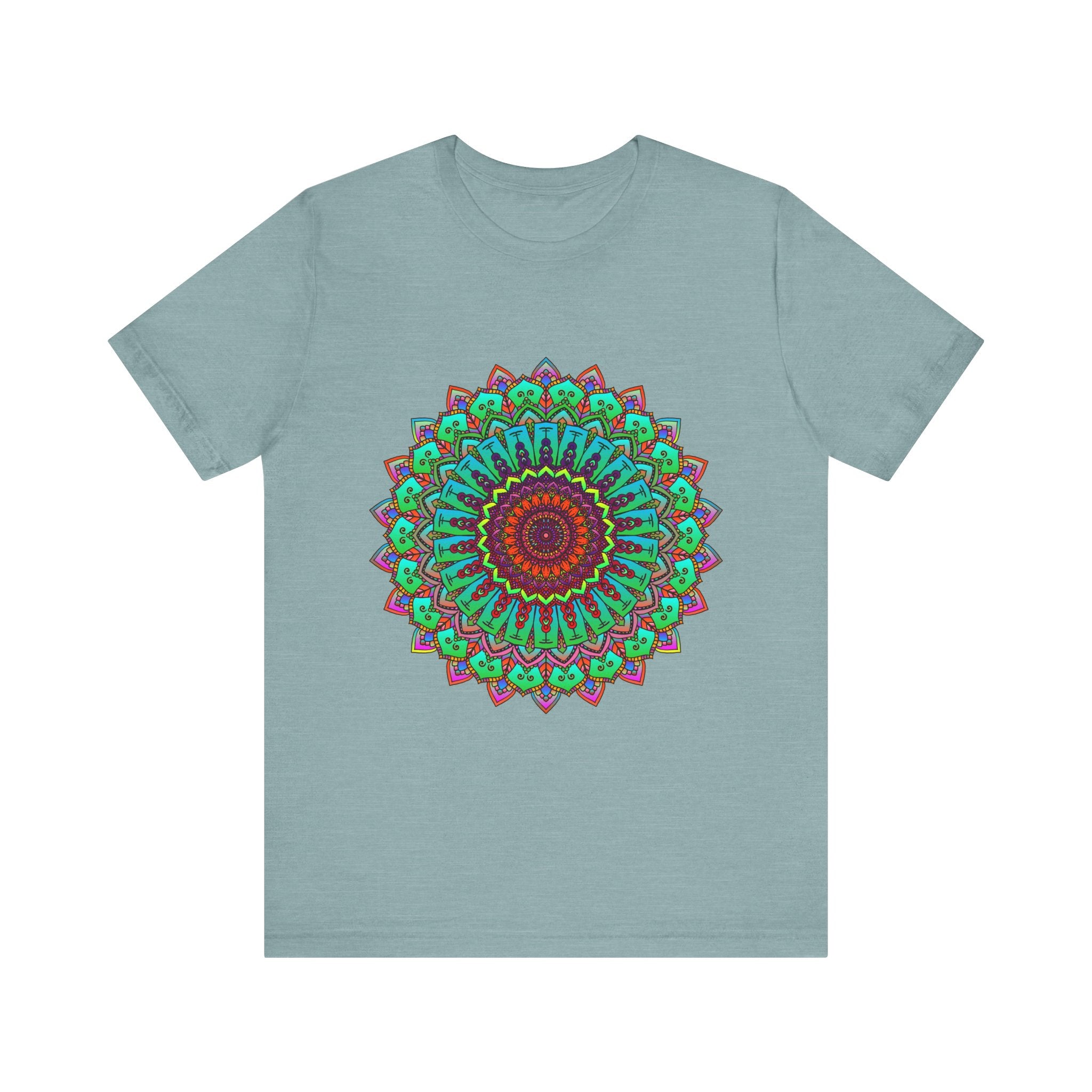 Vibrant Mandala Tee featuring colorful and intricate spiritual art design