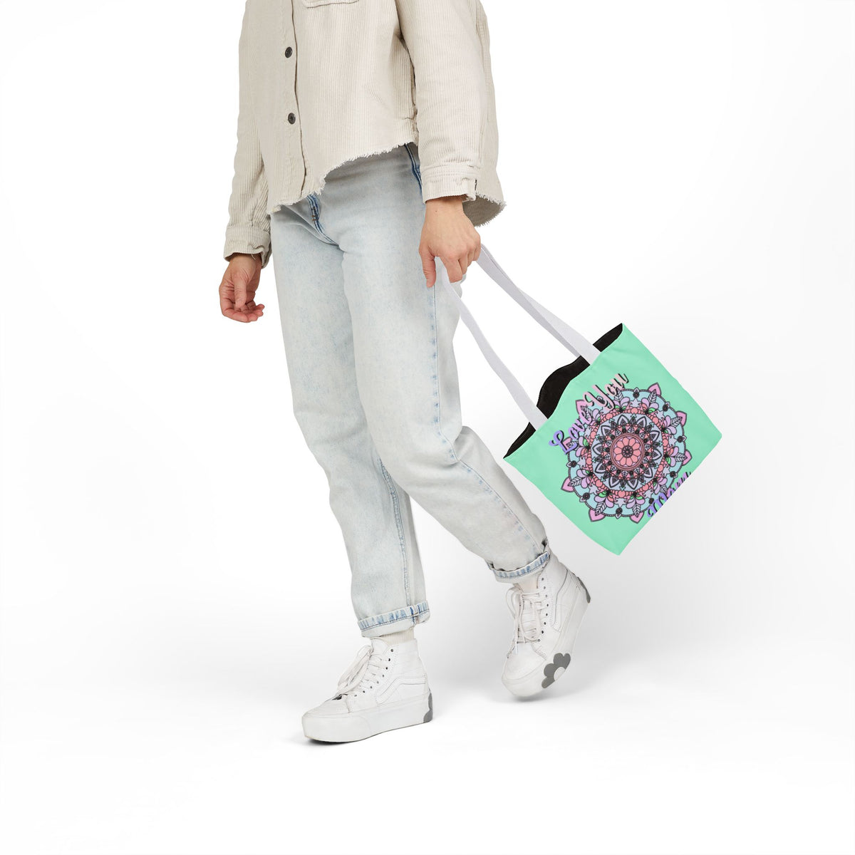 Mandala 'Love You Mom' Canvas Tote — Floral Mother's Day Gift Bag