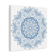 Handmade Mandala Art in Steel Blue with Intricate Design on Matte Canvas