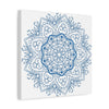 Handmade Mandala Art in Steel Blue with Intricate Design on Matte Canvas