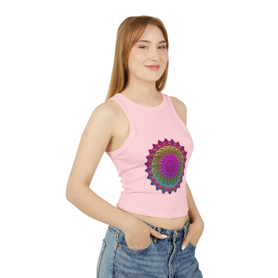 Colorful and intricate mandala design racerback tank top for women