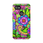 Floral Fantasy iPhone and Google Pixel Case in Bright Green Palette
