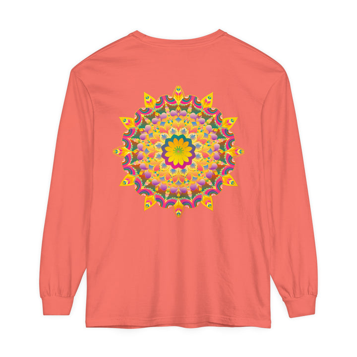 Colorful psychedelic mandala design long sleeve t-shirt for men and women