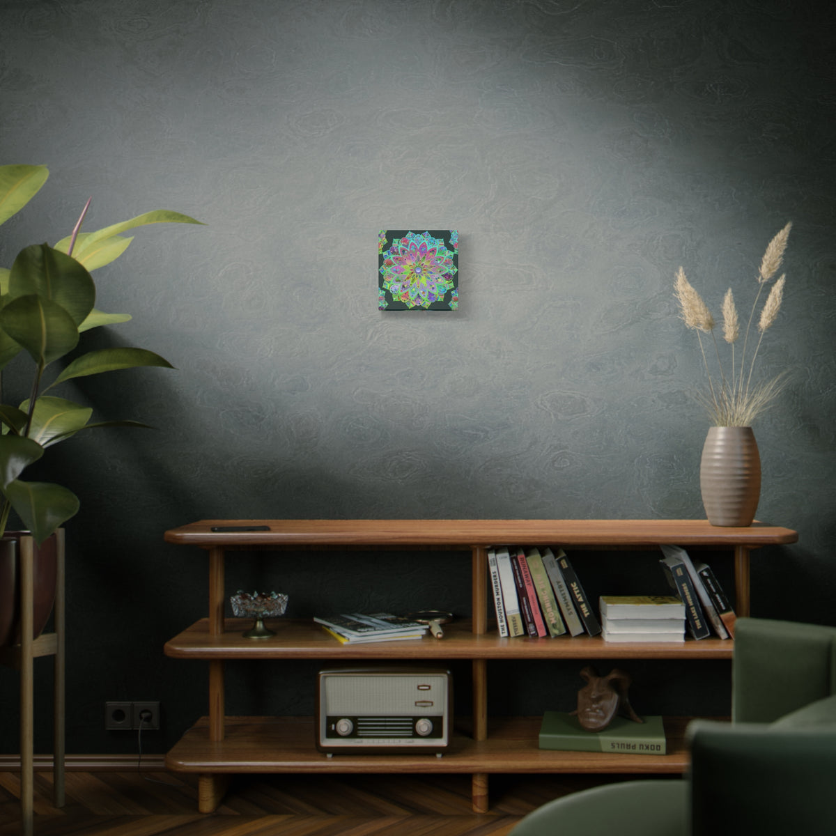 Vibrant Mandala Matte Canvas Wall Art — Colorful Floral Boho Stretched Print