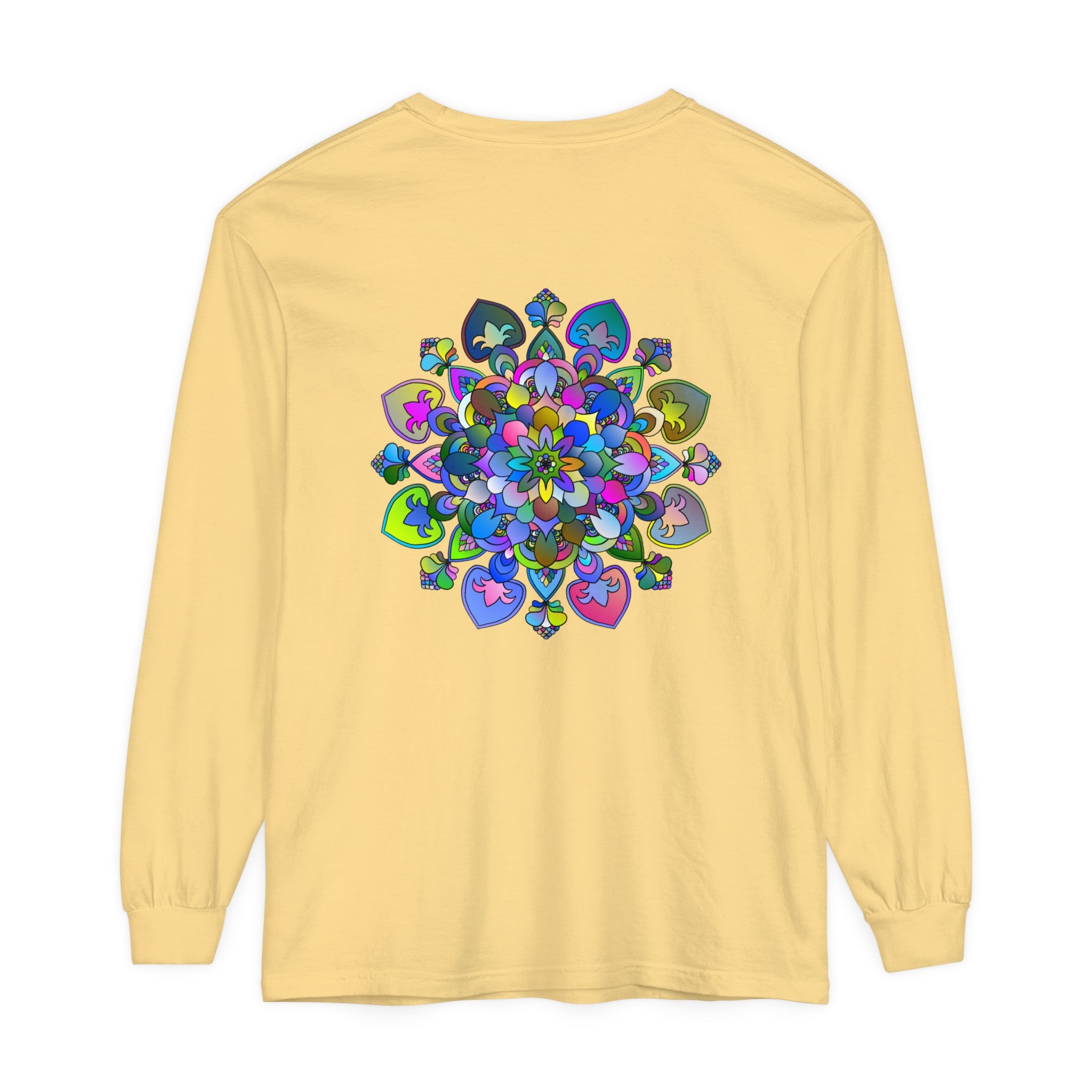 Colorful and intricate mandala design long sleeve t-shirt for vibrant style