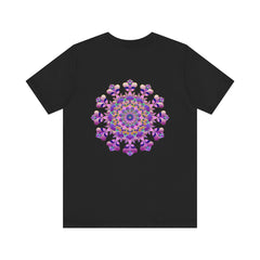 Artistic mandala tee with vibrant colors promoting mindfulness and balance