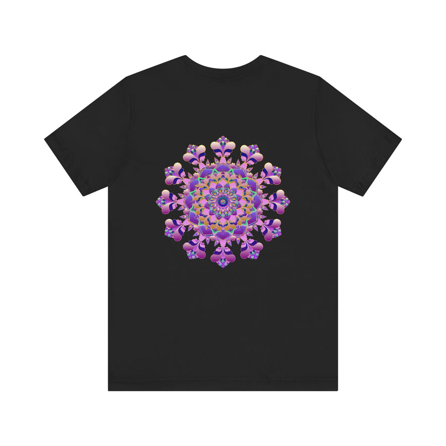 Artistic mandala tee with vibrant colors promoting mindfulness and balance