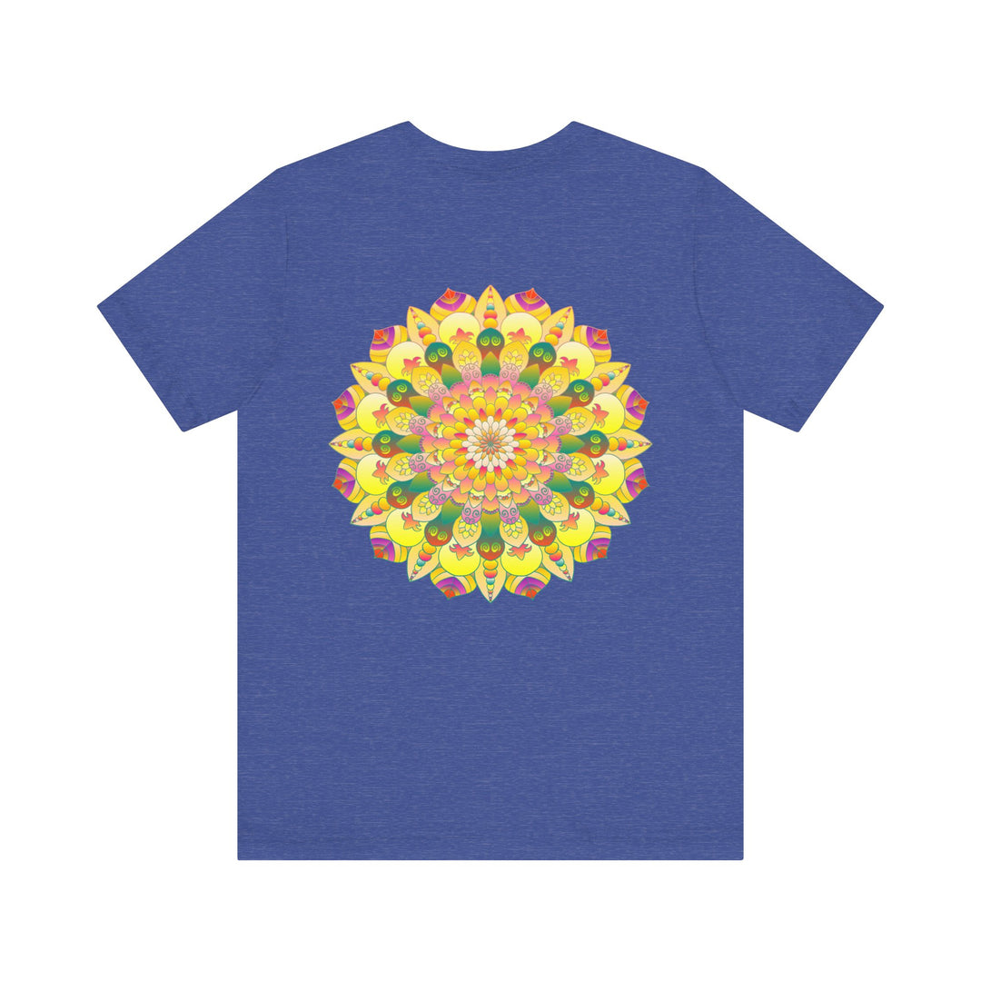 Vibrant Mandala Tee featuring a intricate design in colorful hues, symbolizing spiritual peace and harmony for a serene and tranquil lifestyle