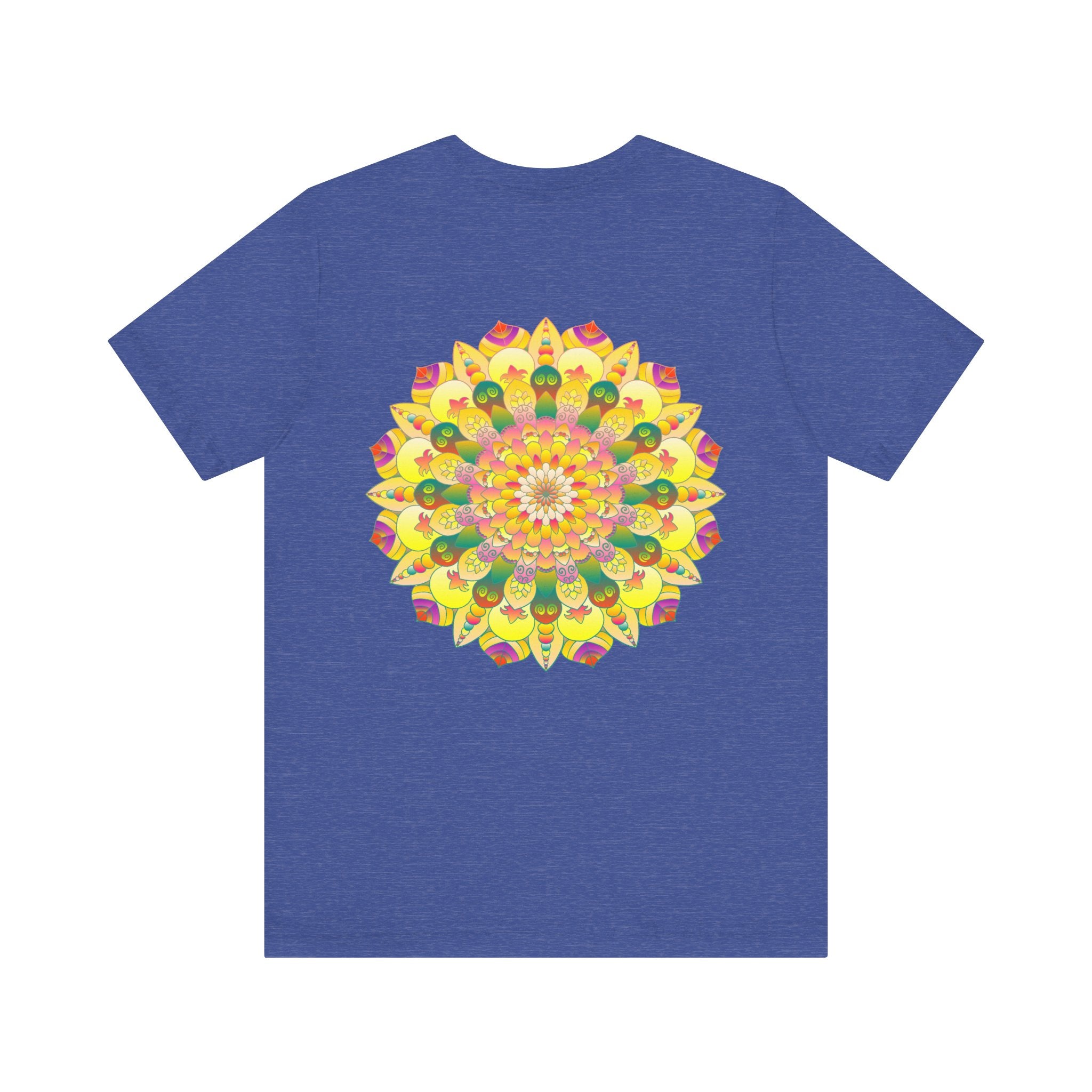 Vibrant Mandala Tee featuring a intricate design in colorful hues, symbolizing spiritual peace and harmony for a serene and tranquil lifestyle