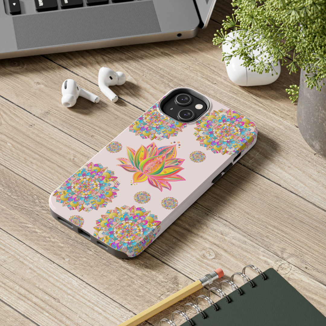 Beautiful light pink lotus flower mandala design phone case for stylish protection