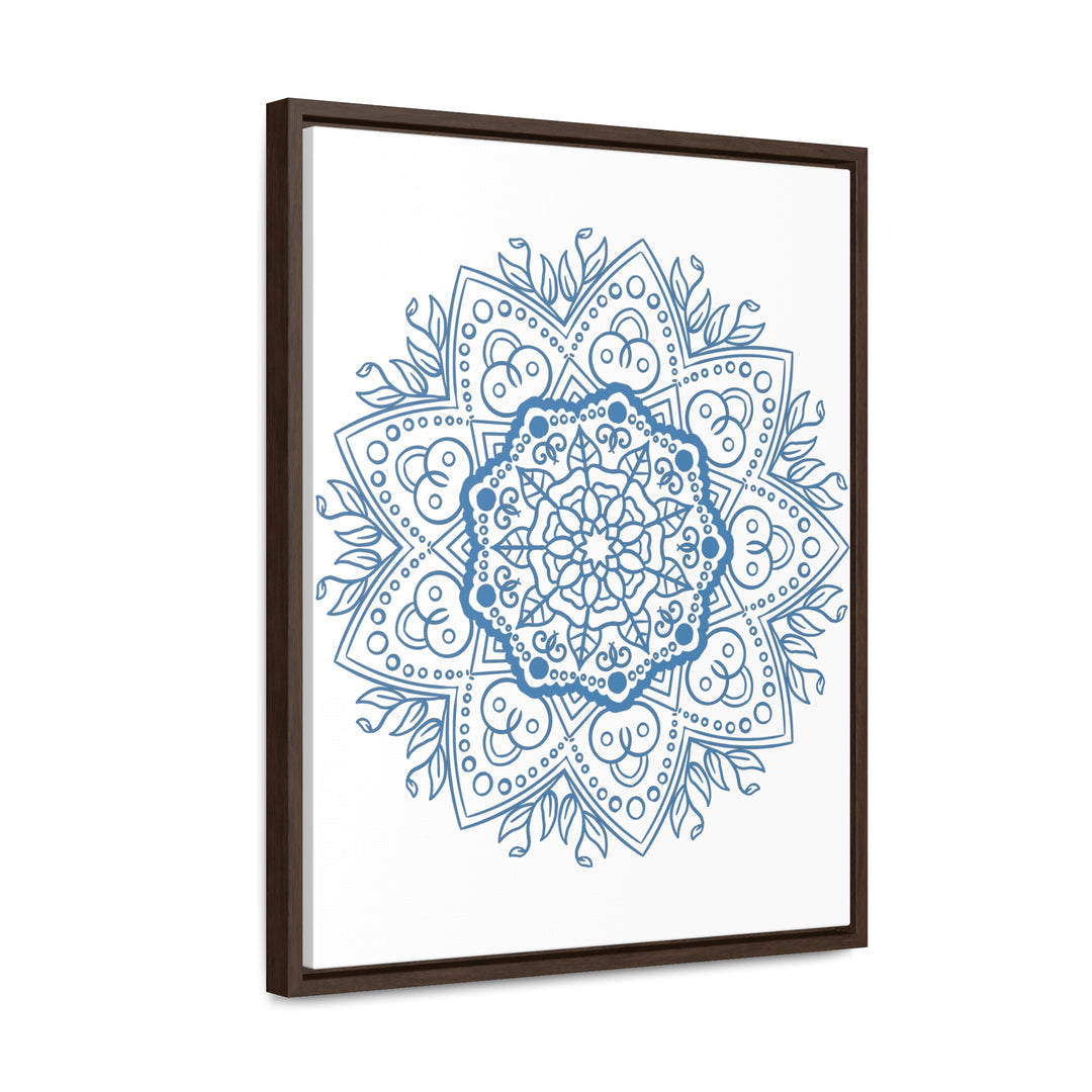 Handmade steel blue Mandala design wall art on gallery canvas wraps