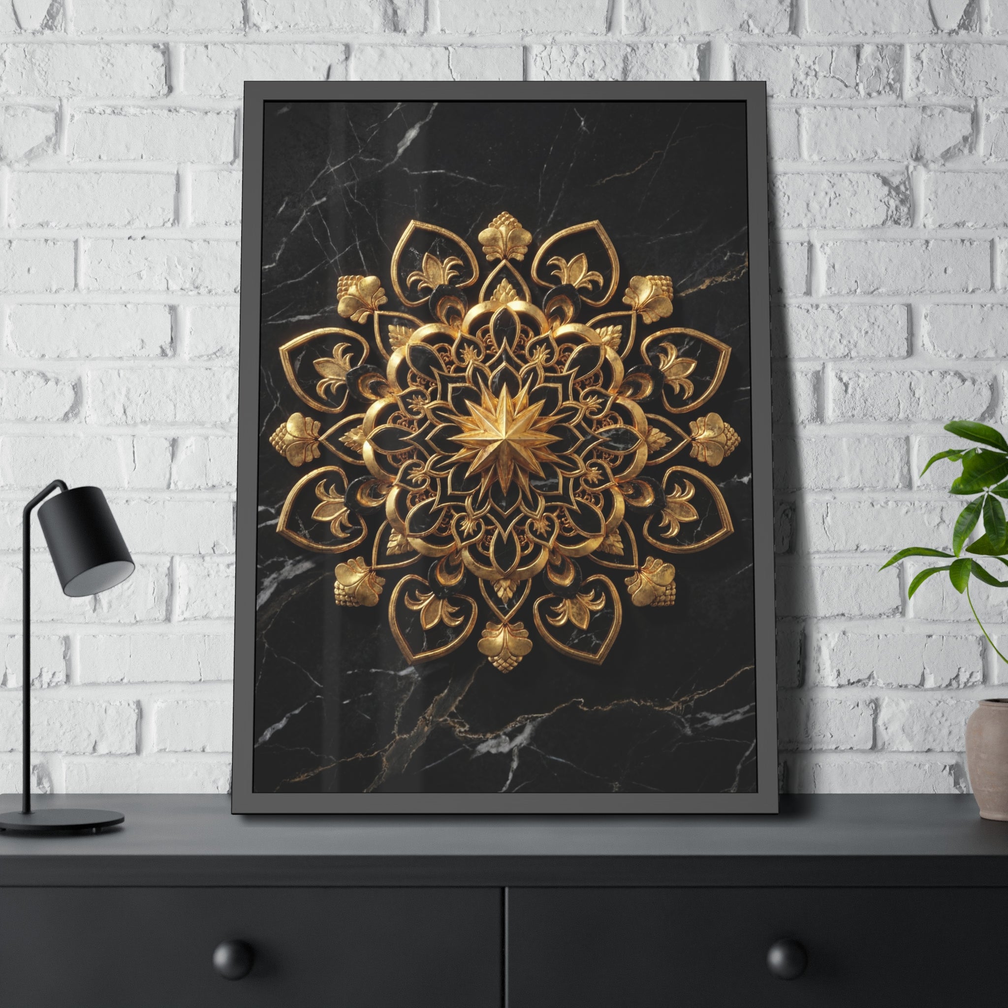 Der Hüter des Lichts – Premium gerahmte Mandala-Kunst