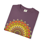 Sunburst Mandala T-Shirt — Vibrant Floral Boho Graphic Tee