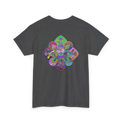Mandala Art on Tshirt Yoga Mindfulness - Unisex Heavy Cotton Tee featuring intricate mandala design for peaceful and stylish yoga practice and mindfulness activities