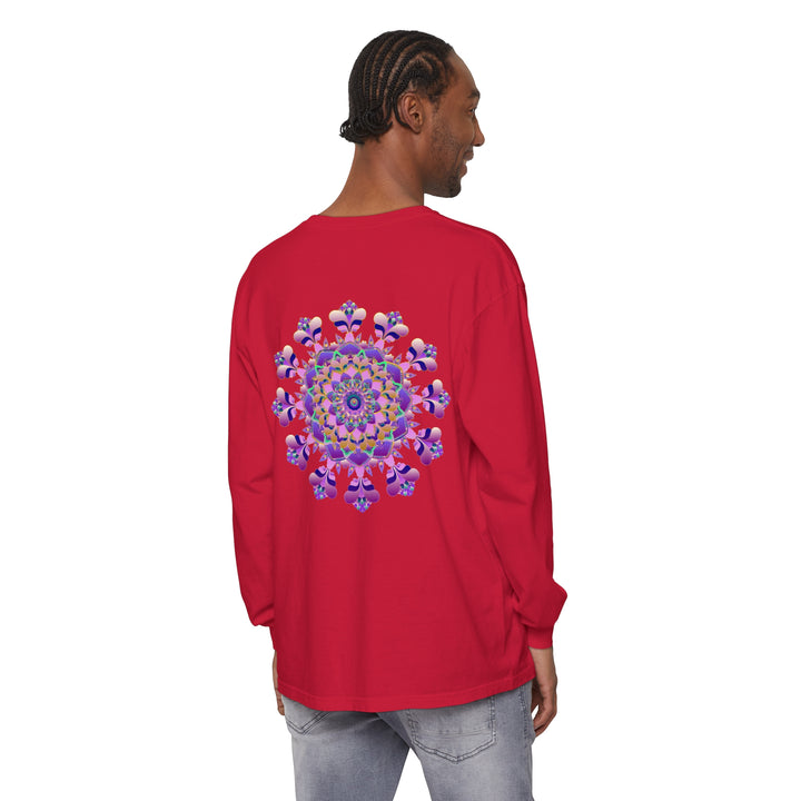 Intricate Mandala Long Sleeve T-Shirt - Unisex, featuring a detailed mandala design on a comfortable, versatile long sleeve shirt for all genders