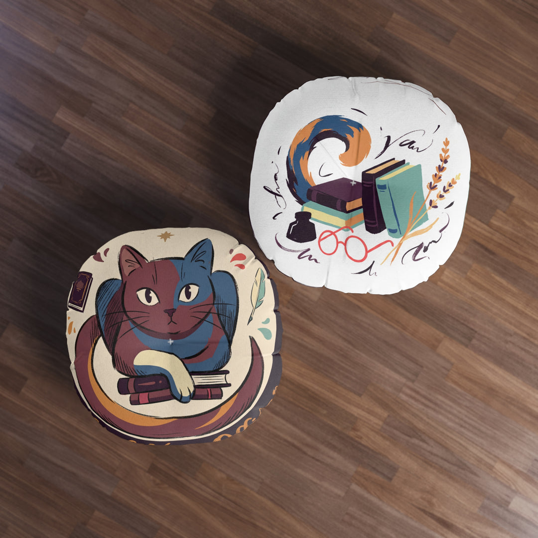 Dark Academia cat floor pillow — Cozy Study Companion Cushion