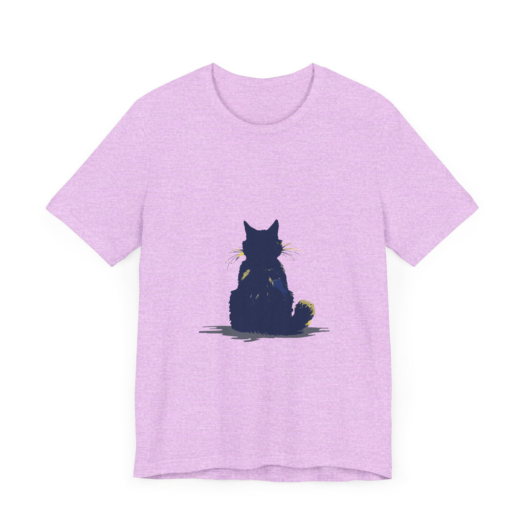 Black Cat Mystery T-Shirt - Simple & Cool: A stylish black t-shirt featuring a mysterious black cat design