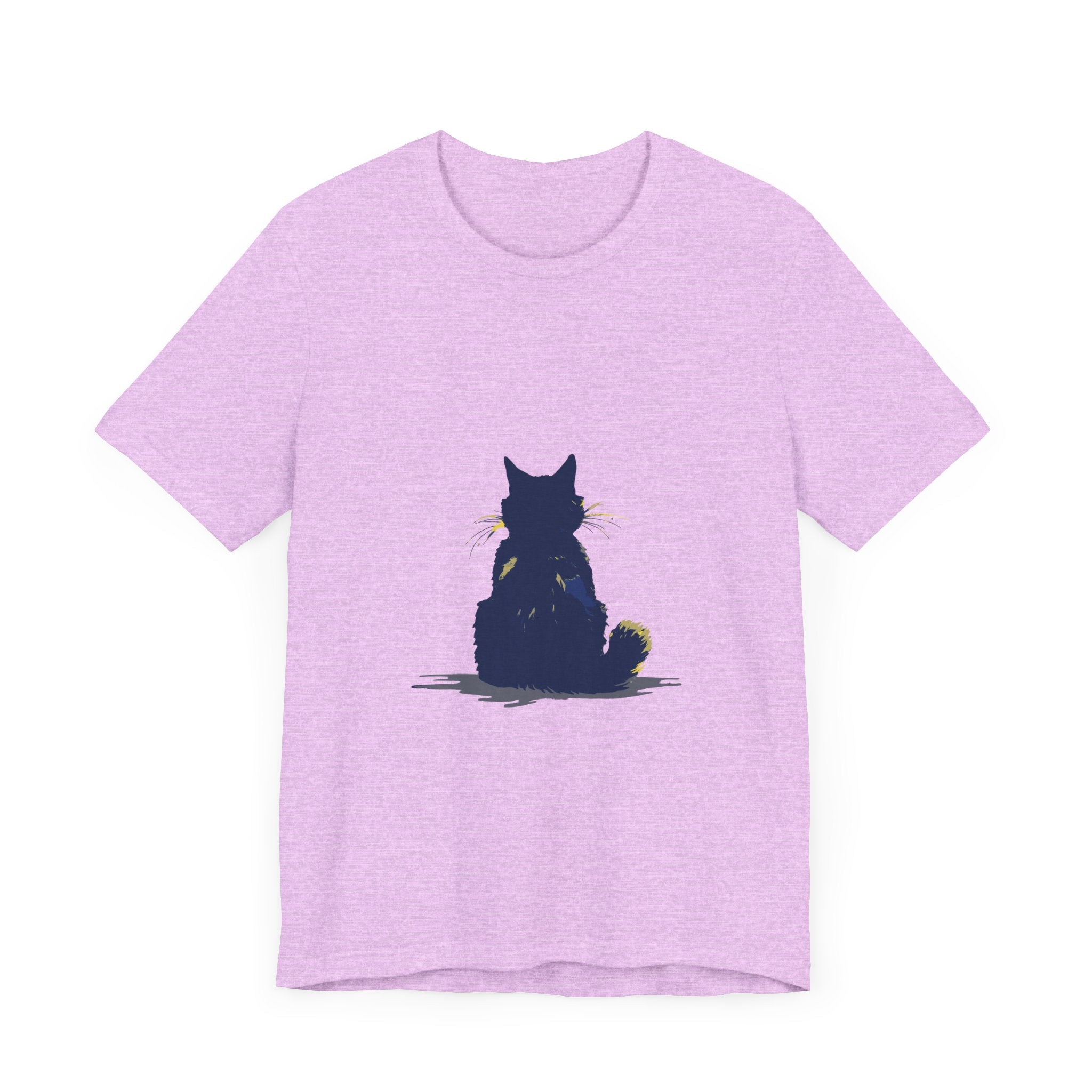 Black Cat Mystery T-Shirt - Simple & Cool: A stylish black t-shirt featuring a mysterious black cat design