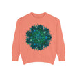 Teal and blue mandala sweatshirt with intricate design and detailed patterns