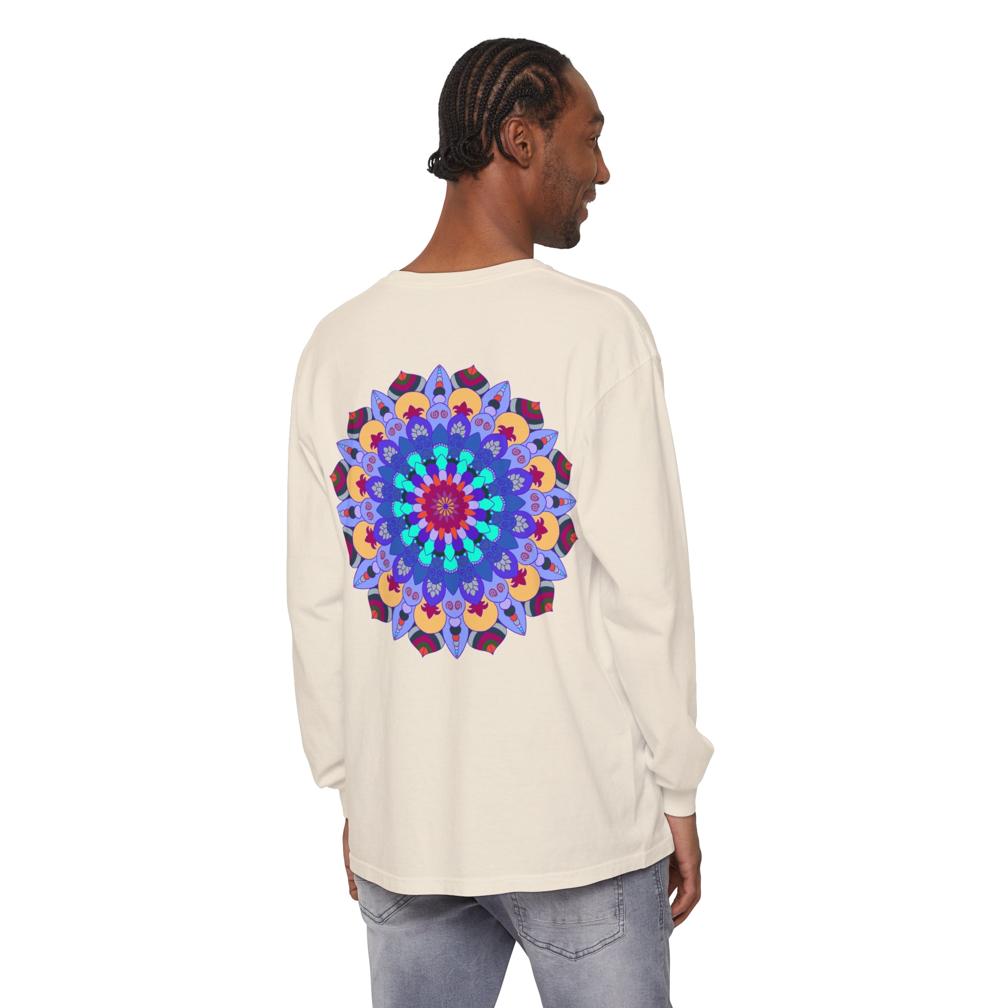 Colorful and intricate mandala design long sleeve t-shirt for vibrant style