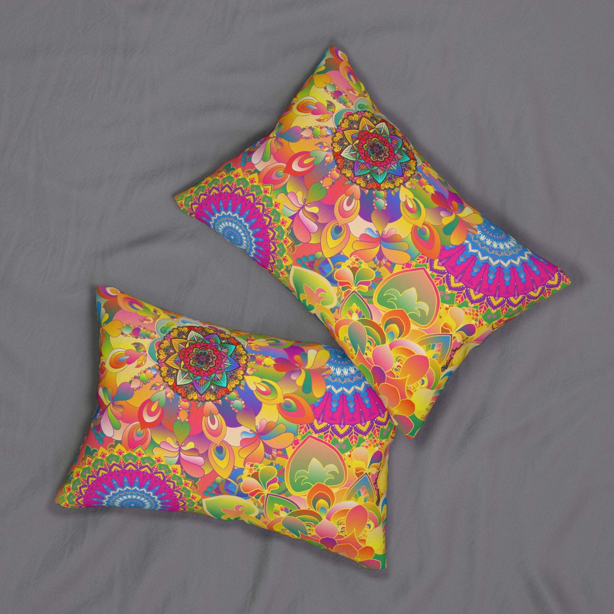 Psychedelic Floral Mandala Lumbar Pillow