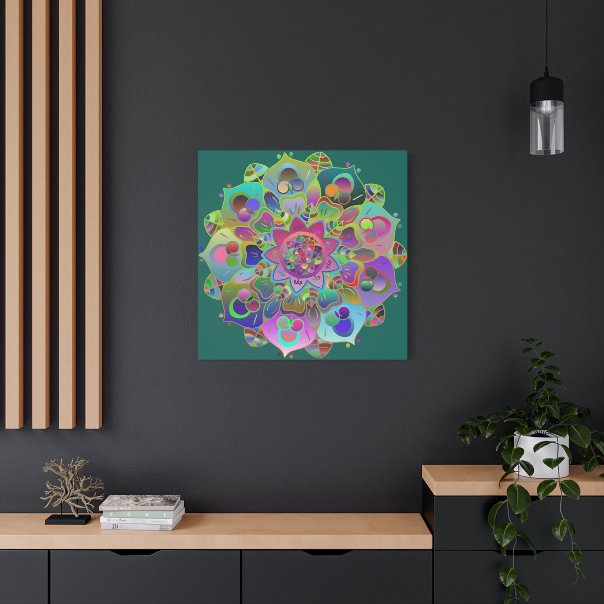 Vibrant Mandala Matte Canvas Wall Art — Colorful Boho Stretched Canvas