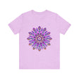 Beautiful purple and gold mandala tee featuring spiritual art design