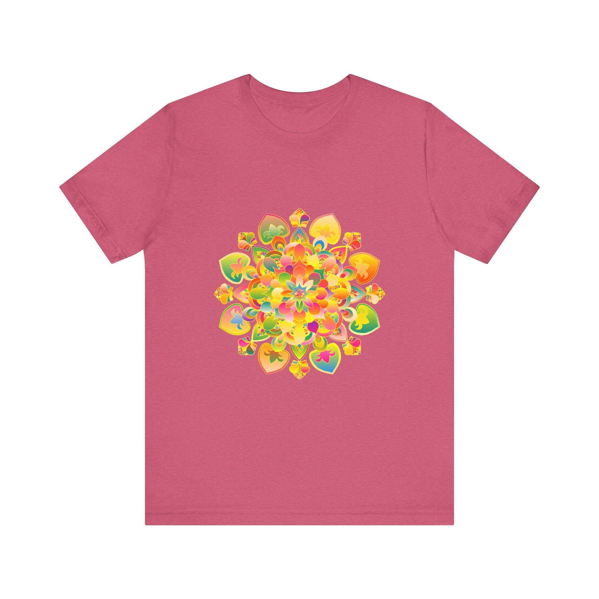 Colorful and vibrant psychedelic mandala tee with a trippy design
