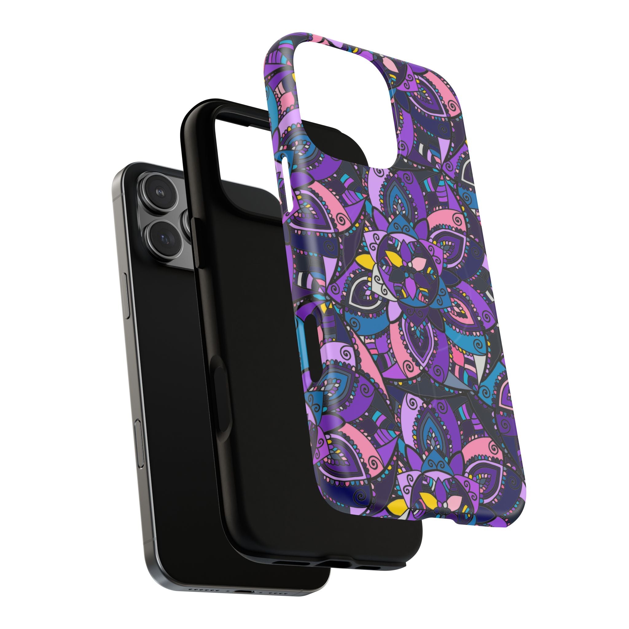 Magnetic Phone Case — Purple Mandala Floral Tough Case