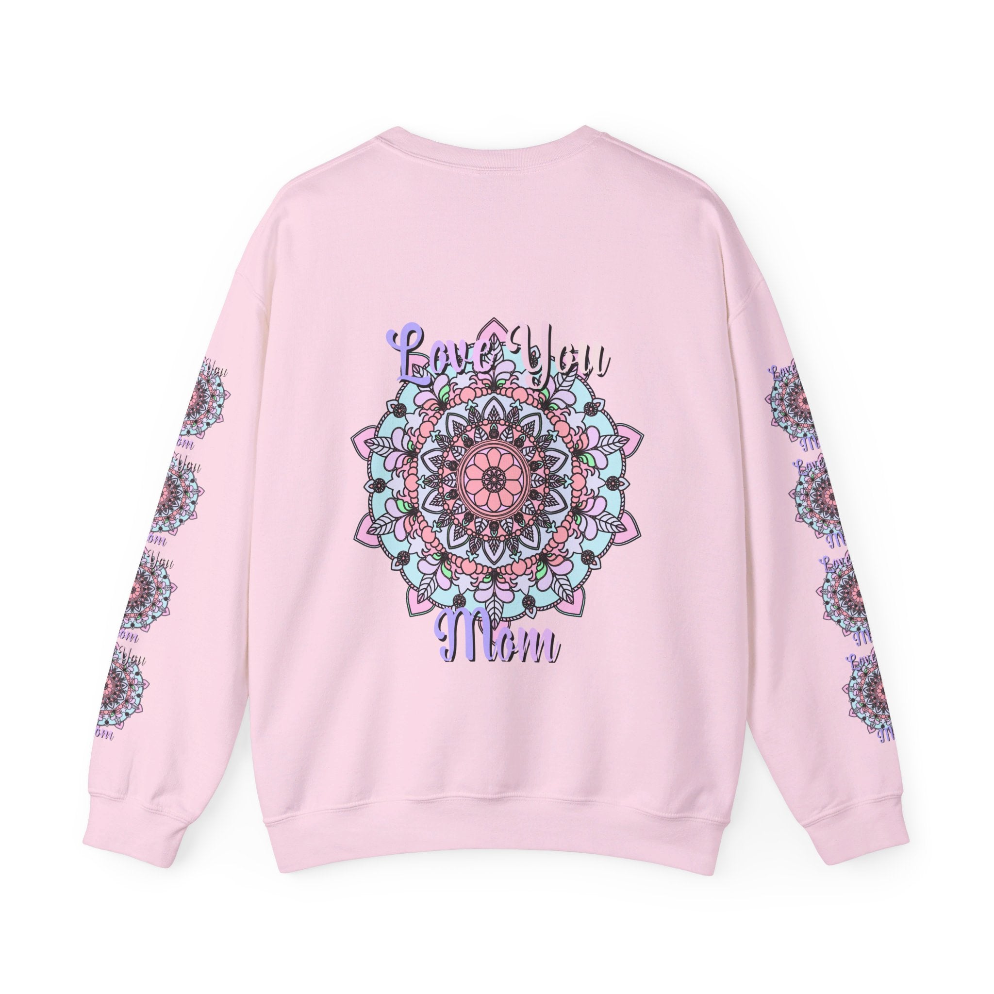 Cozy unisex crewneck sweatshirt in heather gray with 'Love You Mom' design, perfect birthday gift for mom