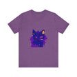 A charming blue and pink cat t-shirt, perfect for cat lovers