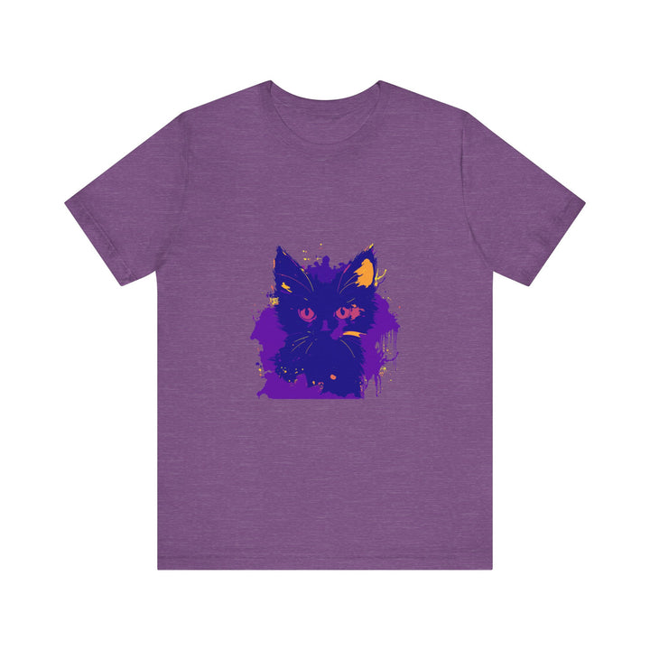 A charming blue and pink cat t-shirt, perfect for cat lovers