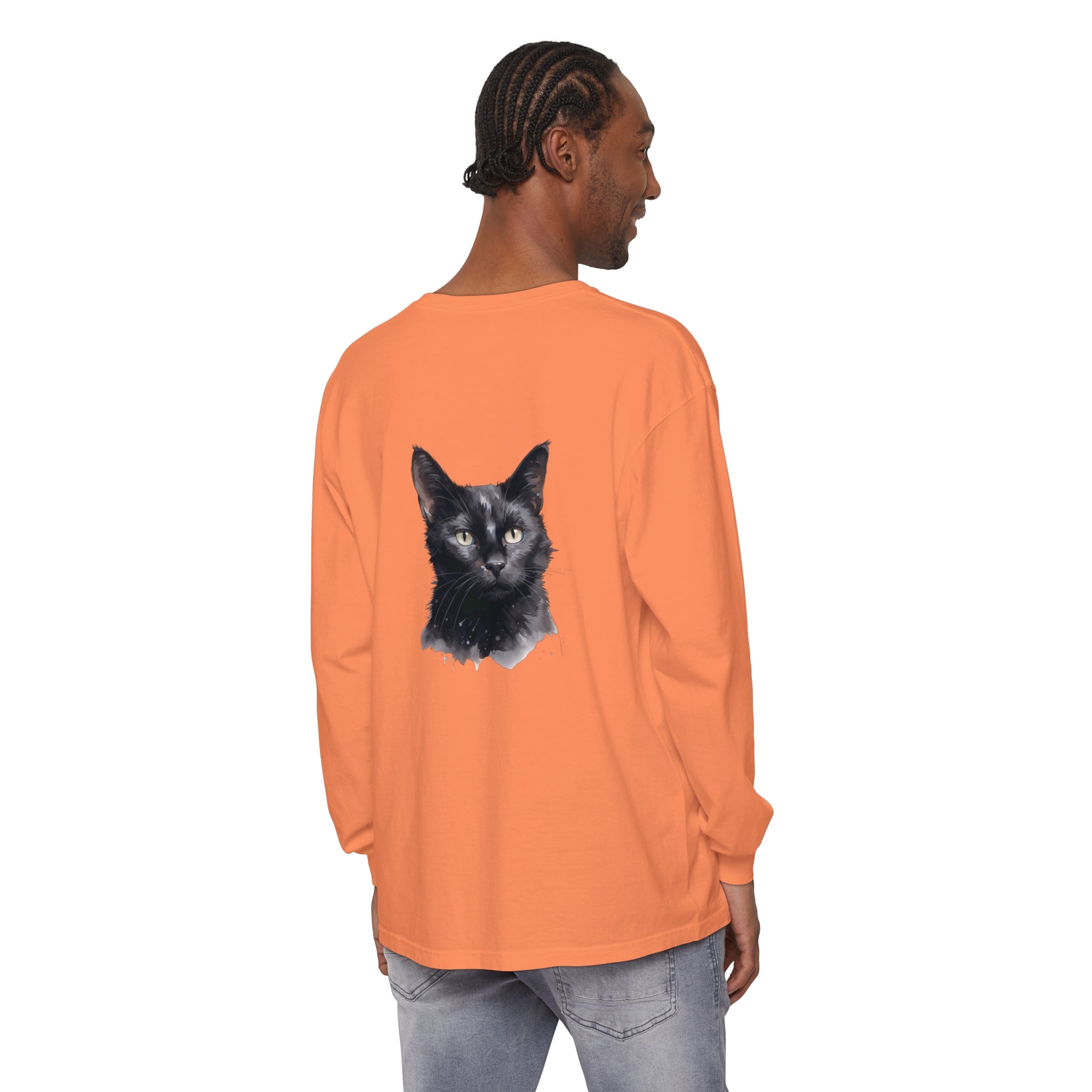 Black Cat Watercolor Long Sleeve T-Shirt - Unisex Apparel for Cat Lovers