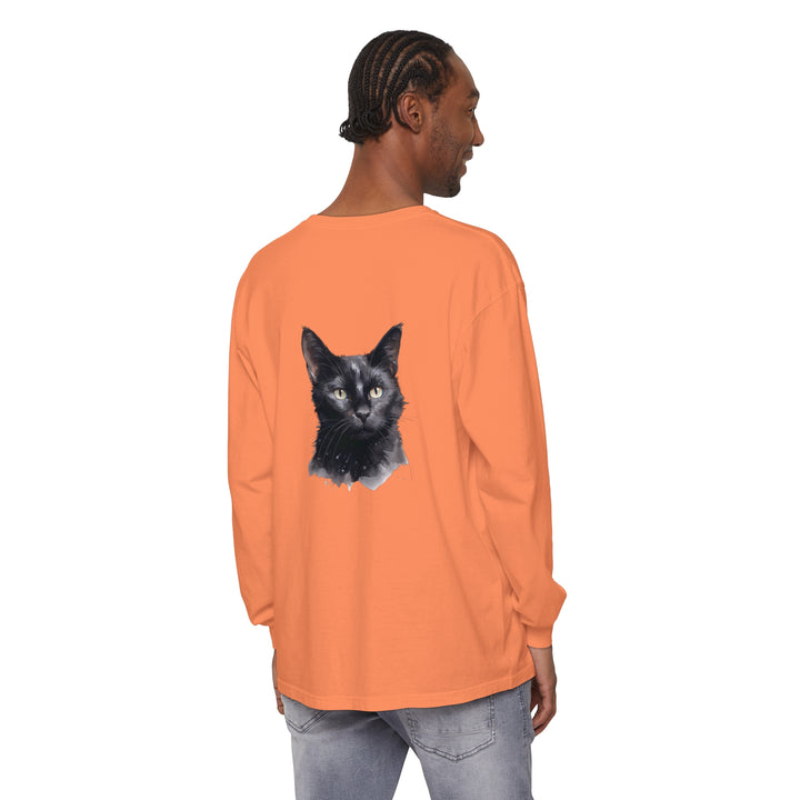 Black Cat Watercolor Long Sleeve T-Shirt - Unisex Apparel for Cat Lovers